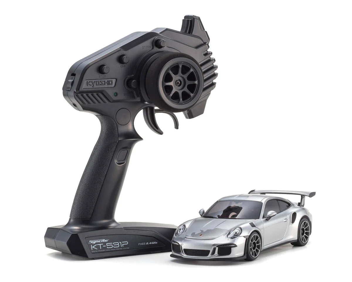 Kyosho Mini-Z RWD Readyset MR-04 Porsche 911 GT3 RS Silver Metallic