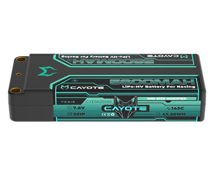 Cayote 2S 145C Mid-Size LiHV Battery (7.6V/5600mAh) w/5mm Connectors