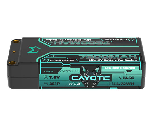 Cayote 2S 145C Mid-Size LiHV Battery (7.6V/7200mAh) w/5mm Connectors