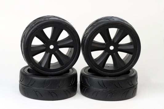 Gravity RC Non Belted Pre Glued USGT Tires Black Edge Wheel