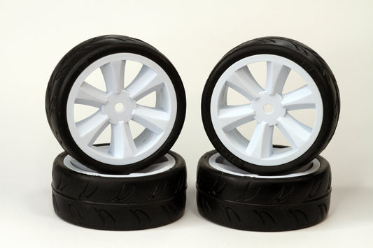 Gravity RC Non Belted Pre Glued USGT Tires White Edge Wheel