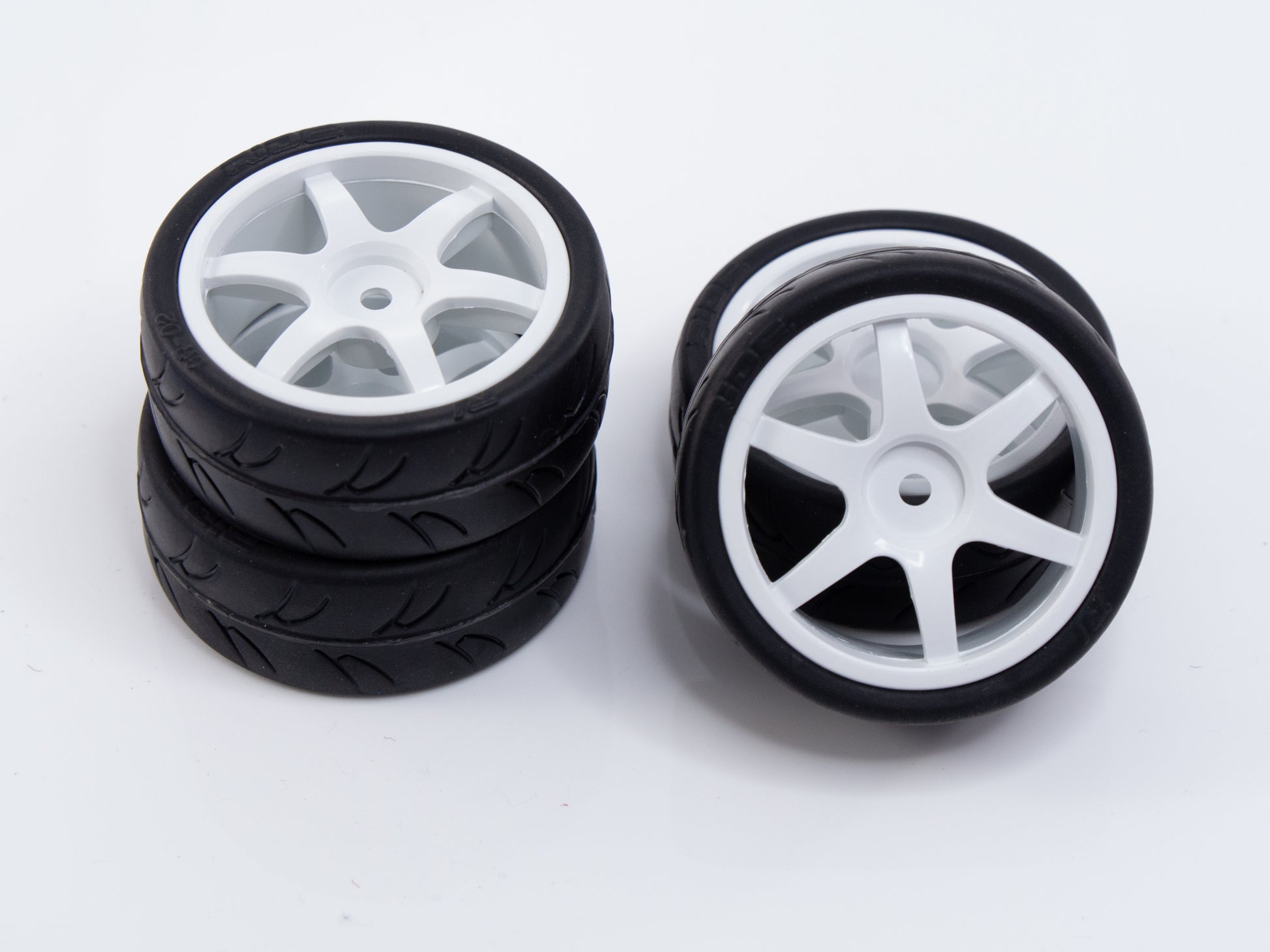 Gravity RC Non Belted Pre Glued USGT Tires White Six Spoke Wheel