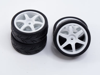 Gravity RC Non Belted Pre Glued USGT Tires White Six Spoke Wheel