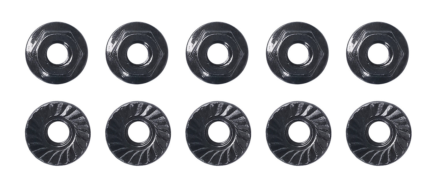 Team Associated M4 Low Profile Serrated Steel Black Wheel Nuts (10 pcs)