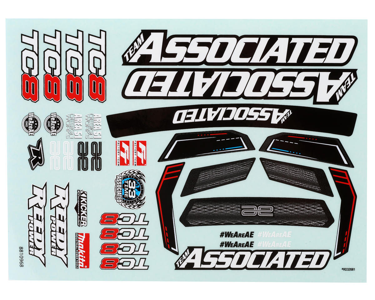 Team Associated TC8 Decal Sheet